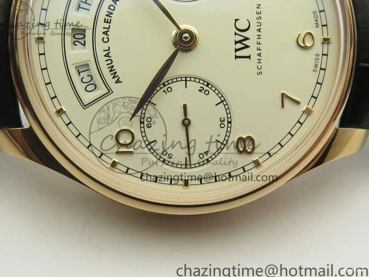 MIROTIME 0406 Thermal Portuguese Real PR Real Annual Calendar IW503501 RG ZF 1:1 Best Edition White Dial on Black Leather Strap A 7150